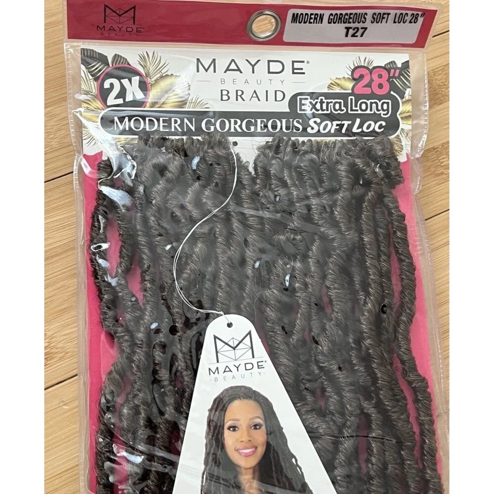 Mayde Beauty Modern Gorgeous Soft Loc 28” Hair Extensions 2X Dark Brown T27